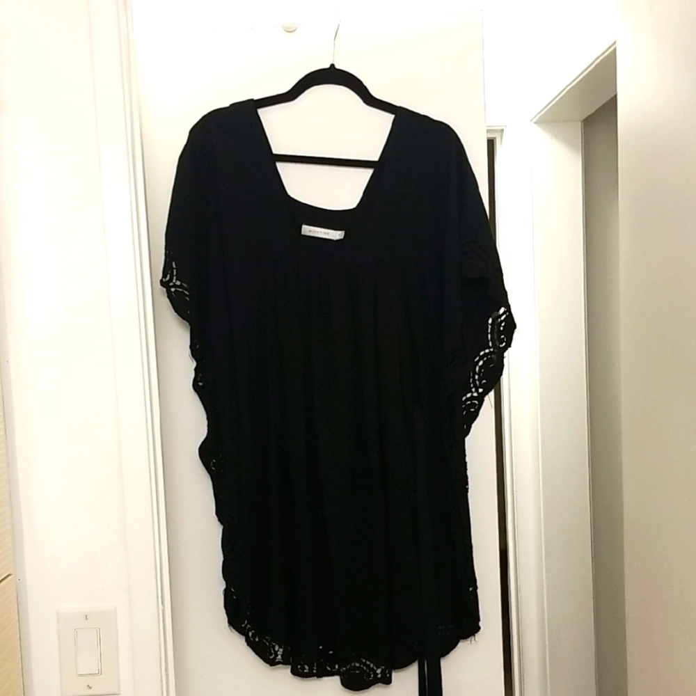 MinkPink Black Eyelet Crochet Belted Dress Size M